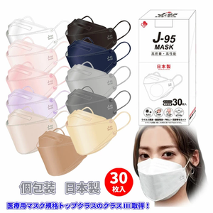 【日本製 JIS規格】J-95 醫療用4層口罩,30枚獨立包装